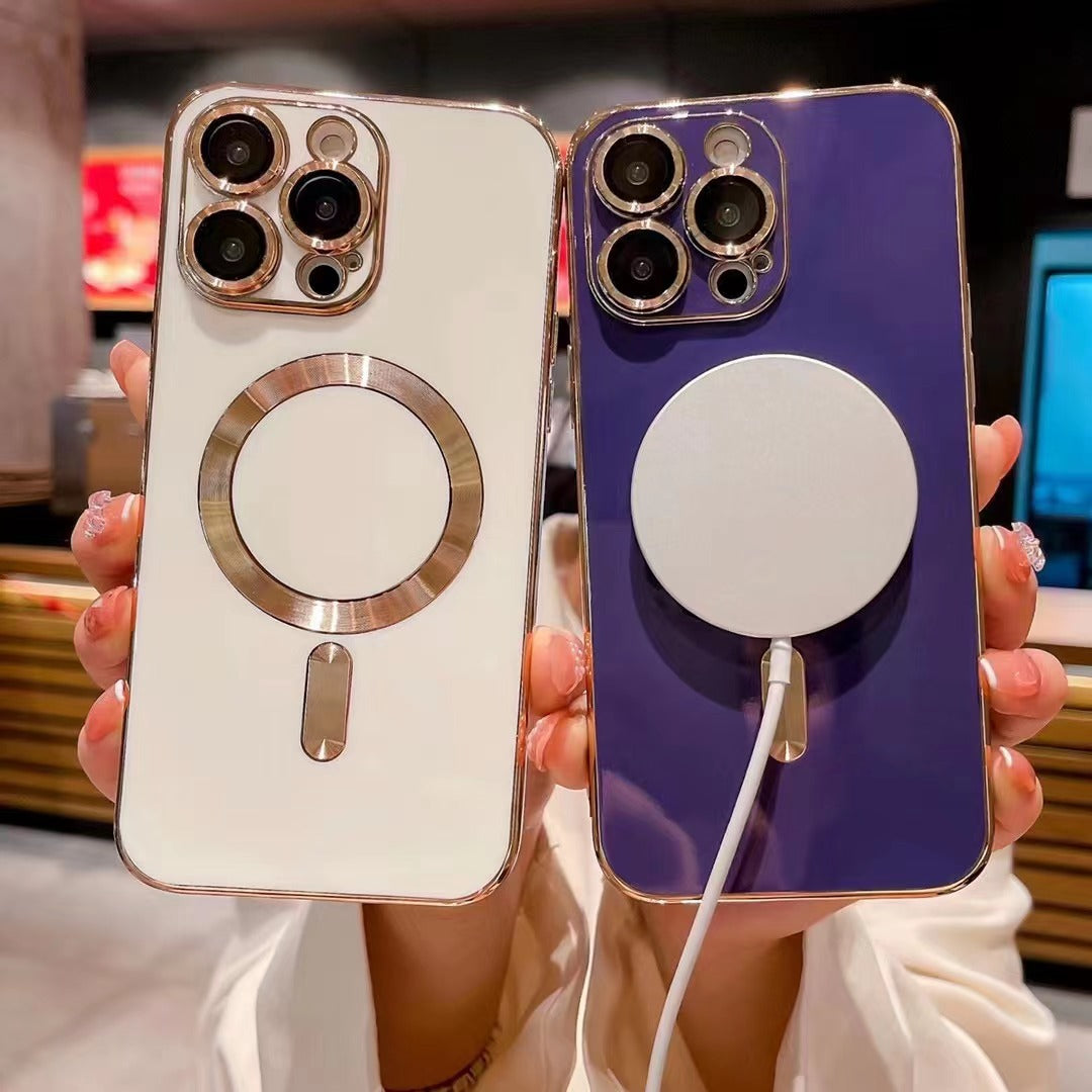 Magnetic Phone Case with Glass Lens Protector for iPhone 14 Pro Max