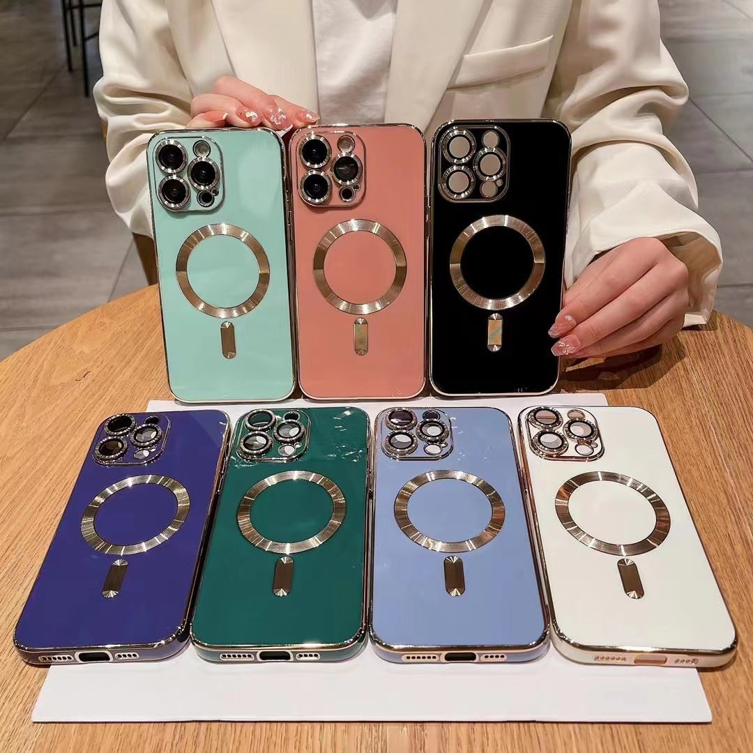 Magnetic Phone Case with Glass Lens Protector for iPhone 14 Pro Max
