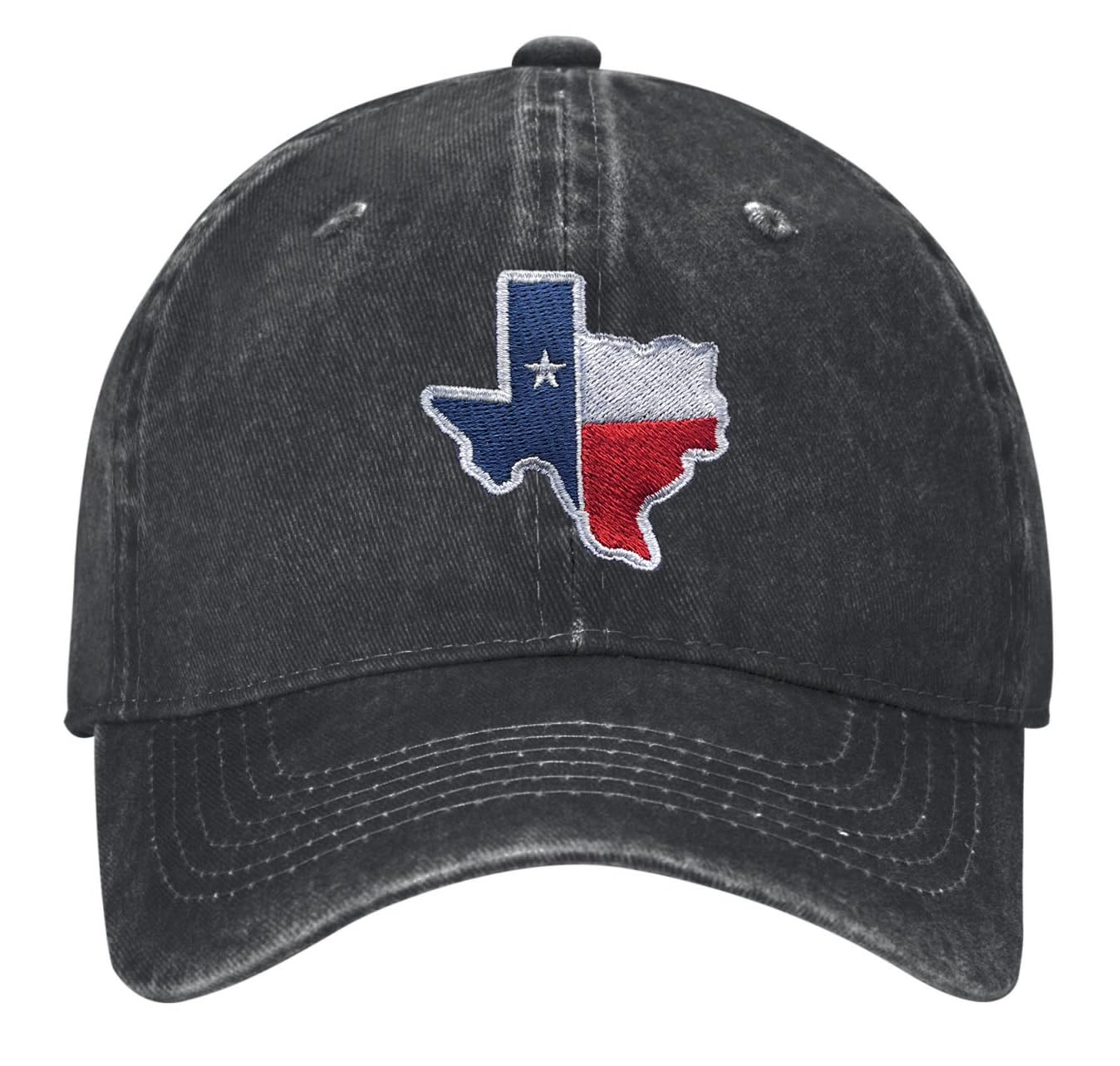 LUADSN Texas Hats for Men Women Embroidered Baseball Cap Adjustable Washed Baseball Hat Black