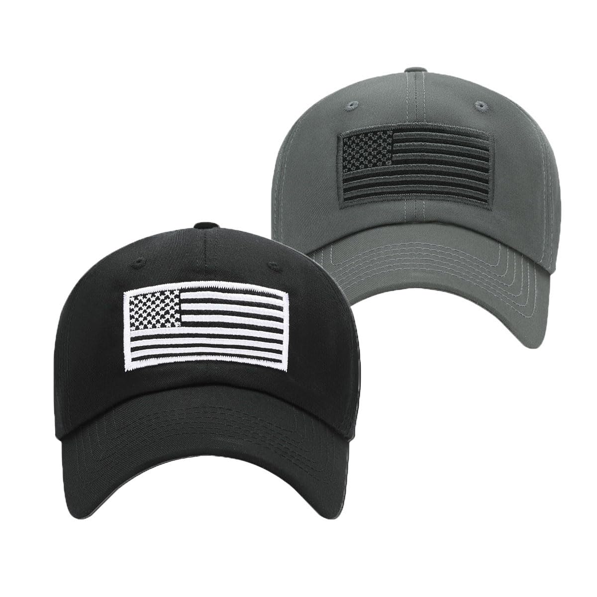 GEANBAYE 2Pack American Flag Hats for Men Women Low Profile USA Baseball Cap Outdoor Dad Hat